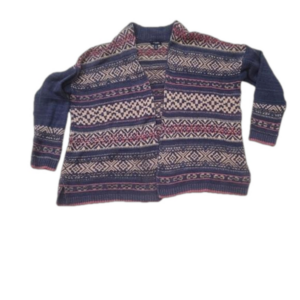 Chaps By Ralph Lauren Cotton/Rayon Sweater Open Cardigan Tribal Aztec Knit
